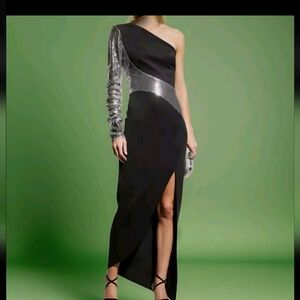 $248 Sho Women's Black Sequin Asymmetrical One-Shoulder Bodycon Dress Size S